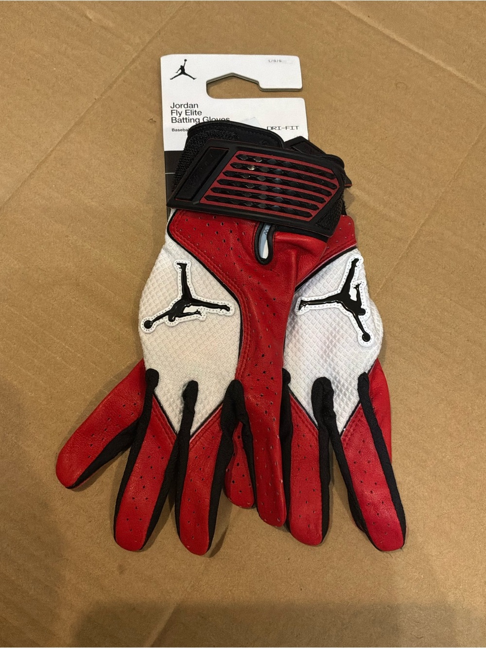 New Nike Jordan Fly Elite Batting Gloves FV5474-617 Red White Black Men's Sz L